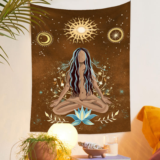 Tapiz de yoga bohemio para colgar en la pared | Decoración de habitaciones