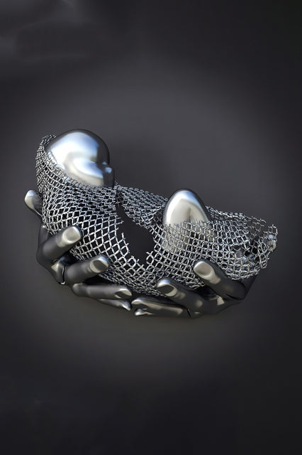 Póster de lienzo de una estatua de metal abstracta moderna | Decoración de pared